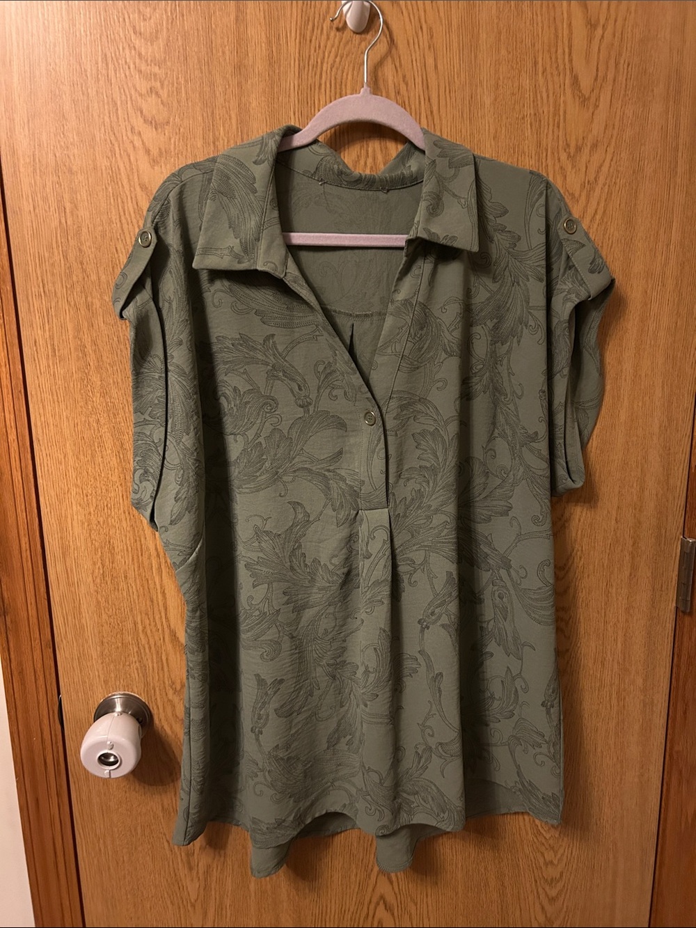 Olive Green Top with Black design